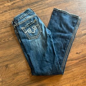 EXpress Rerock barely boot, size 2 dark wash